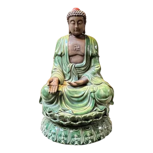 Chinese Rustic Ceramic Sitting Meditation Shakyamuni Buddha Statue