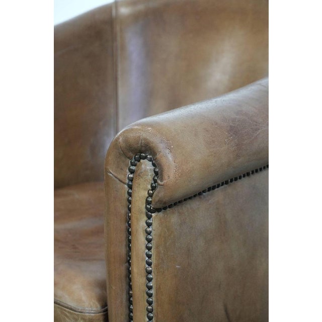 Club Armchair in Light Cognac Sheepskin For Sale - Image 12 of 14