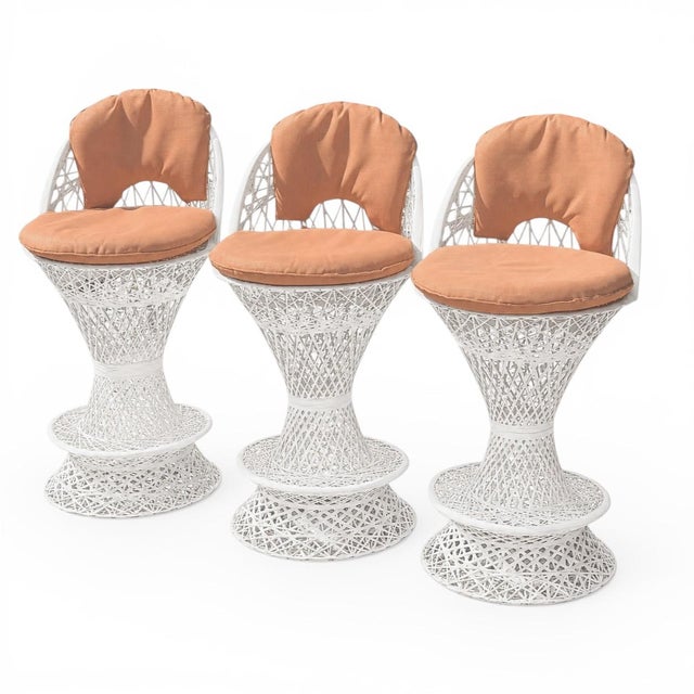 Russell Woodard Spun Fiberglass Barstools - Set of 3 For Sale