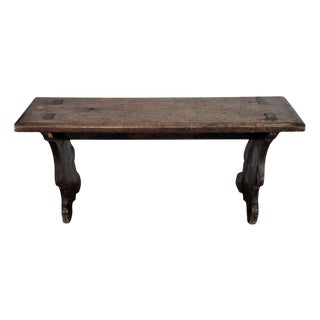 Antique Italian Minimal Primitive Rustic Wooden Bench, 1890s For Sale