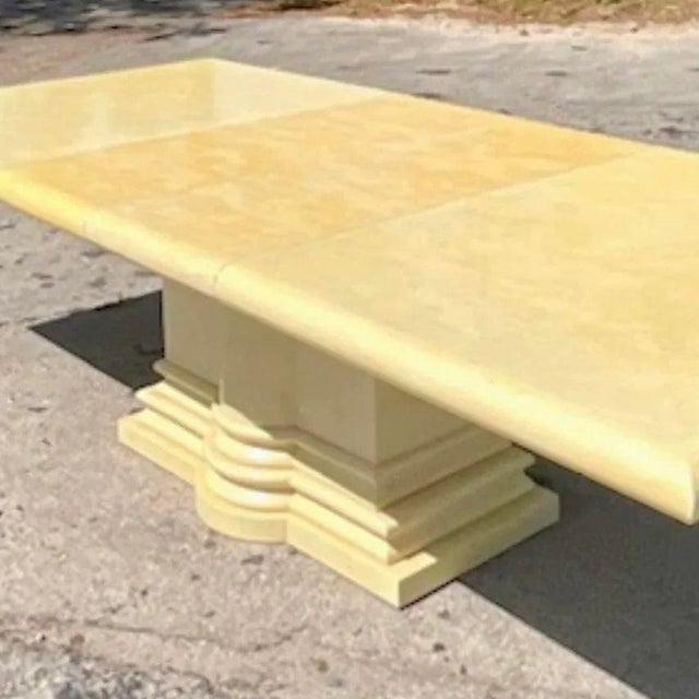 Late 20th Century Vintage Regency Tessellated Bone Dining Table For Sale - Image 10 of 12