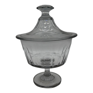Antique Blown & Cut Flint Glass Covered Compote, Probably Pittsburgh, Circa 1840s