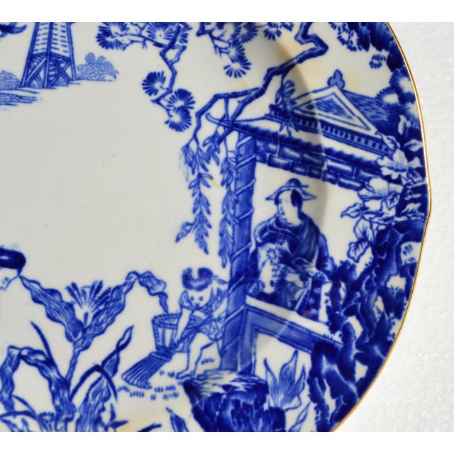Metal Late 19th Century Royal Crown Derby Blue Mikado Bone China 22k Gold Accent Bread & Butter Plate England For Sale - Image 7 of 13