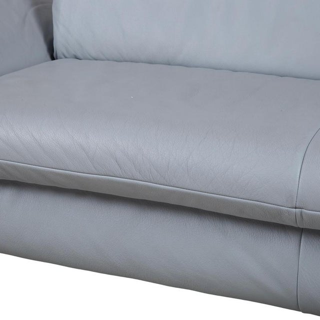 Leather Three-Seater Blue Ice Blue Manual Function Sofa by Koinor Rossini For Sale - Image 10 of 16