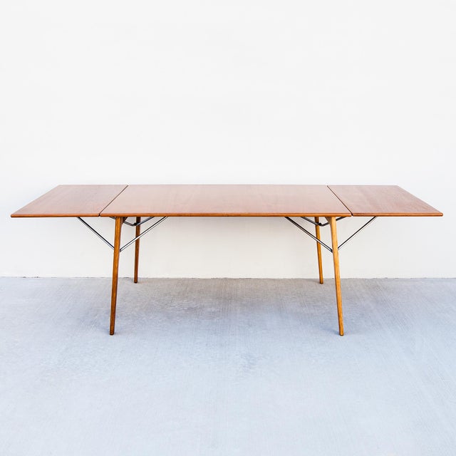 Rare 1950s Danish Modern Teak & Oak Dining Table by Borge Mogensen, Model 162 For Sale - Image 12 of 17