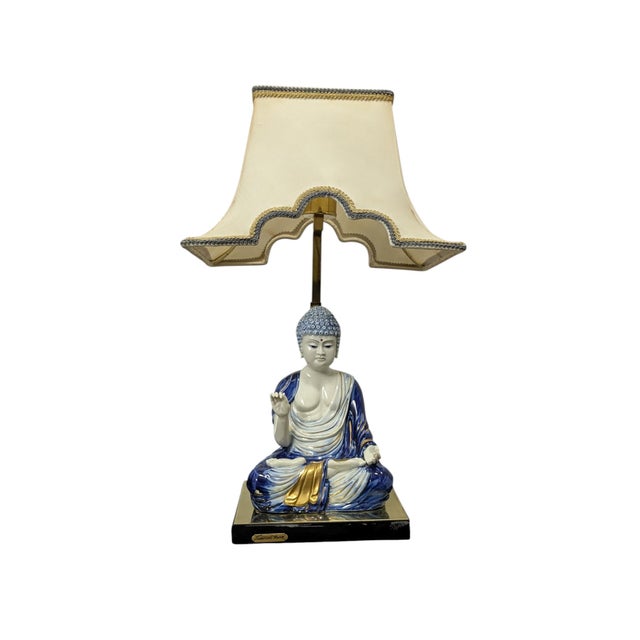 Vintage Scultura Viva Porcelain Buddha Lamps by Edoardo Tasca, 1970s, Set of 2 For Sale - Image 3 of 18