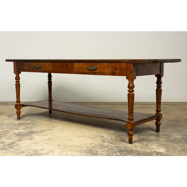 Wood Late 19th Century French Provincial Pine Draper’s Table or Kitchen Island For Sale - Image 7 of 18