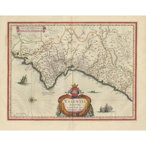 Blaeu Map of Valencia Valentia Regnum, 1642 For Sale - Image 4 of 15