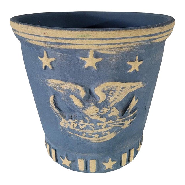 1940s Signed Roseville Patriotic Planter Pot For Sale
