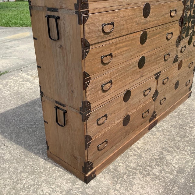 Antique Kiri Wood and Hand Forged Hardware Tansu Chest For Sale - Image 14 of 14