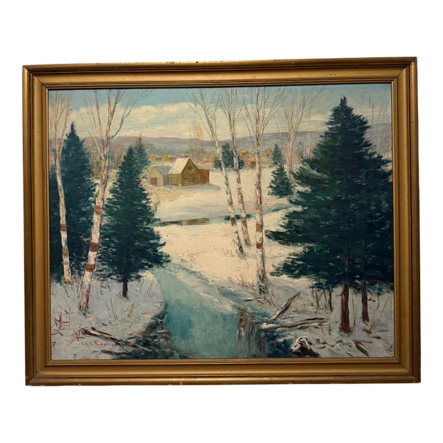 Large Antique Impressionist Landscape Oil Painting – Signed Charles E. Duncan Rodick – 27” H X 34” W For Sale
