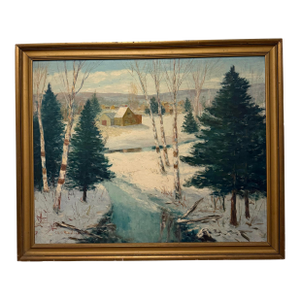 Large Antique Impressionist Landscape Oil Painting – Signed Charles E. Duncan Rodick – 27” H X 34” W