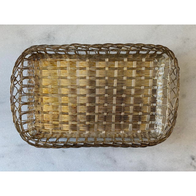 Vintage Silver Plated Metal Basket For Sale - Image 4 of 10