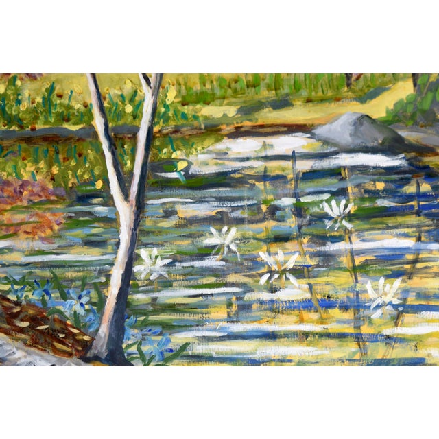 Green "Wally's Pond" Rural Landscape in Oil on Masonite by Richard M. Bacon For Sale - Image 8 of 9