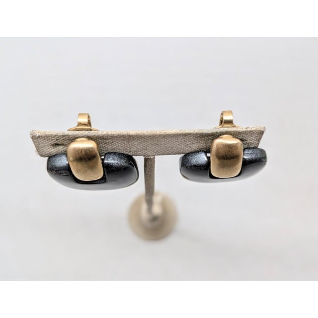 Trifari Vintage Signed Crown Trifari Grey Sparkly Resin Drop Clip Earrings-2 Pieces For Sale - Image 4 of 8