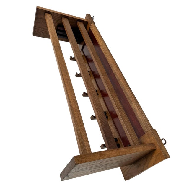 Brown Art Deco Modernist Oak Coat Rack, 1920s For Sale - Image 8 of 9