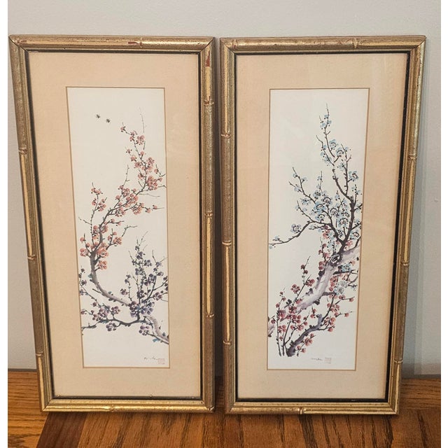 These gorgeous Chinoiserie faux gilt bamboo framed silk paintings are absolutely gorgeous. Able to give any room a...