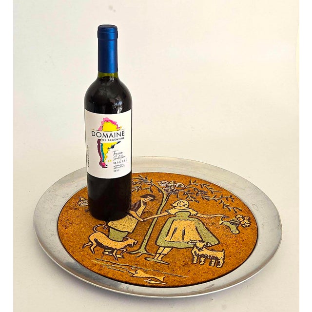 Vintage Bar Tray With Hand Painted Scandinavian Design For Sale In Miami - Image 6 of 11