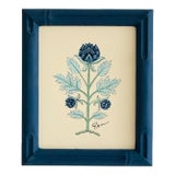 Hand-Painted Jaipuri Blue Floral Motif Painting. Framed For Sale