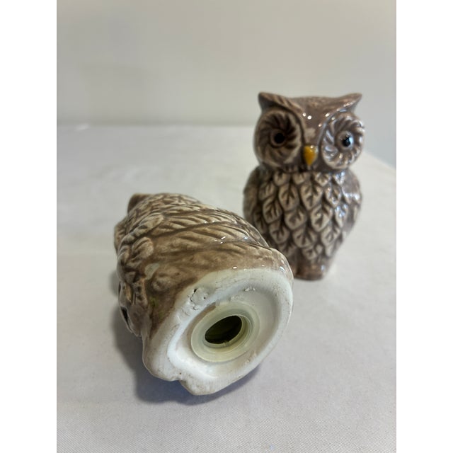 Vintage Ceramic Owl Salt and Pepper Shakers — A Pair For Sale - Image 10 of 10