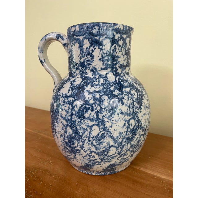 Ceramic Antique Sponge Ware Pottery Pitcher For Sale - Image 7 of 7