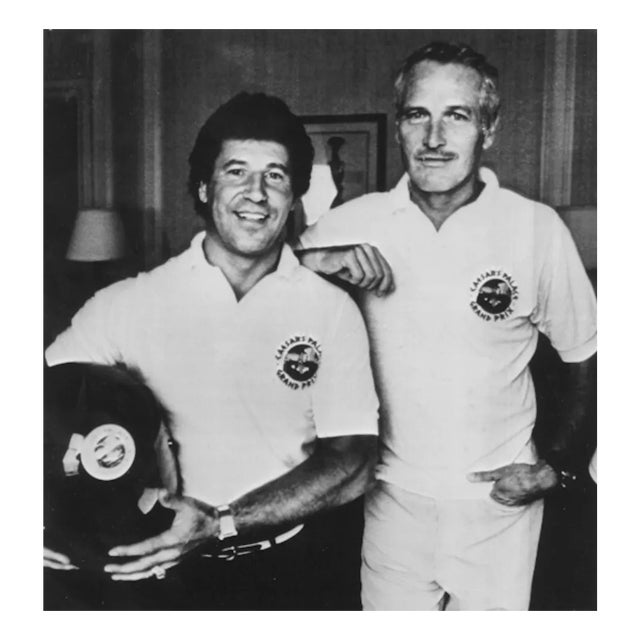 Portrait of Paul Newman with Mario Andretti, 1981, Photograph For Sale