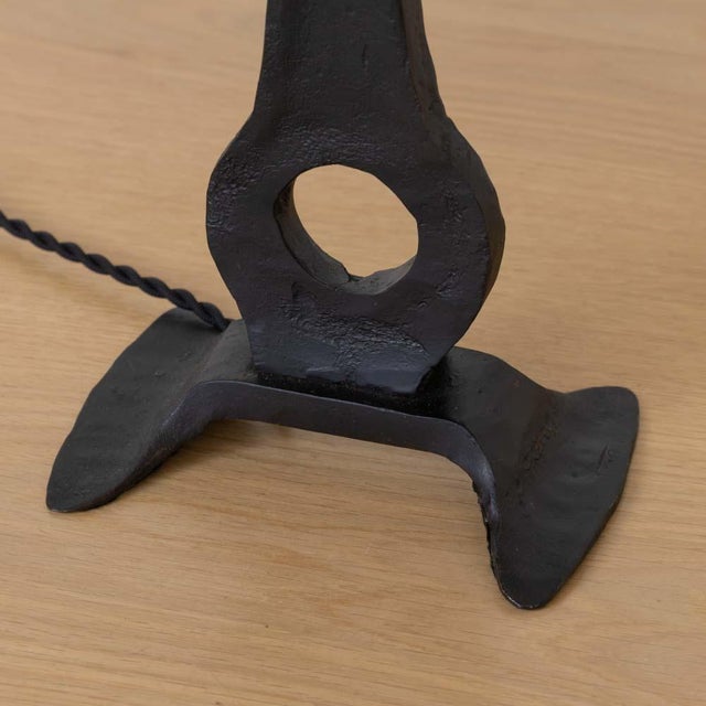 1950s French Heavy Iron Brutalist Lamp For Sale - Image 10 of 12