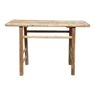 Vintage Antique Elm Wood Console Table For Sale