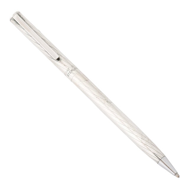 Modernist Twist Opening Sterling Silver Ballpoint Pen Signed Bergdorf Goodman For Sale