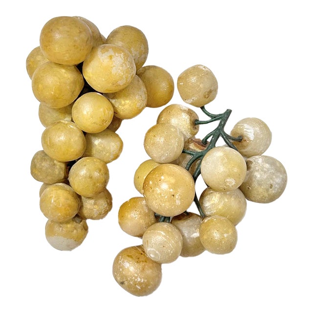 Vintage Yellow Alabaster Stone Grape Clusters – A Pair For Sale