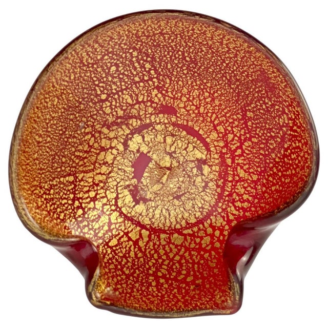 Murano Glass Shell Dish in Red from Archimede Seguso, 1950s For Sale - Image 9 of 9