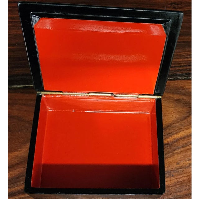 Russian Palekh Vintage Fine Black Lacquer Covered Hand-Painted Polychrome Box w/Lid. Of Traditional Black Lacquer Ground...