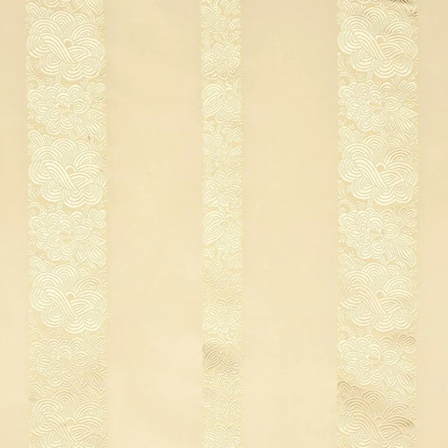 Sample - Schumacher Mandarin Silk Stripe Fabric in Gold Dust For Sale