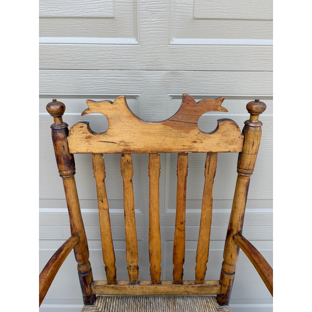 Brown Early 19th Century New England Maple & Ash Armchair With Rush Seat For Sale - Image 8 of 14