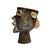 A whimsical vintage studio pottery vase modeled as an abstract fish, featuring a highly sculptural form and richly...