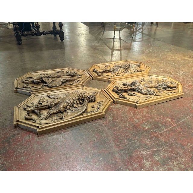 French 19th Century French Black Forest Carved Hunt Trophies Sculptures, Set of 4 For Sale - Image 3 of 11