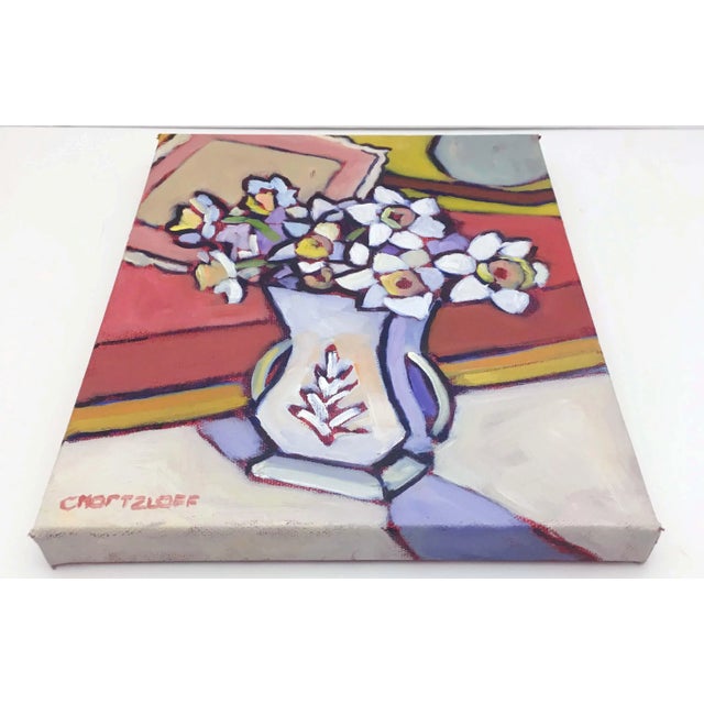 2020s "Catching Spring" Contemporary Expressionist Style Bouquet of Daffodils Still Life Oil Painting by Catherine J. Martzloff For Sale - Image 5 of 8