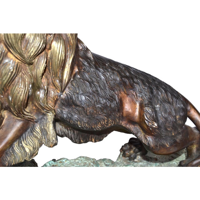 Heavy Solid Bronze Lion Sculpture For Sale - Image 9 of 10