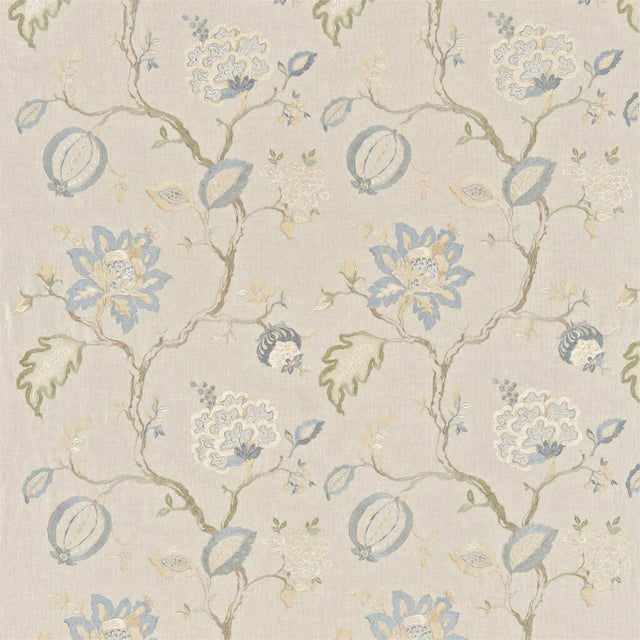 Sanderson Hadham Embridery Fabric in Cornflower Blue/ Linen For Sale