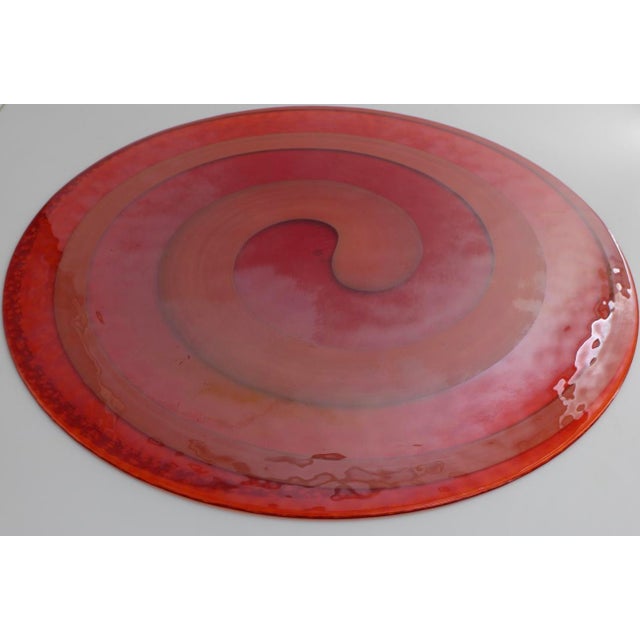 Vtg Vetro Artistico MURANO ART GLASS Platter Centerpiece, Hand Blown, 27" in diameter. Iridescent sheen.
