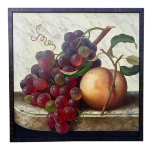 Vintage Still Life of Fruit Original Oil Painting by Victor Del Castillo