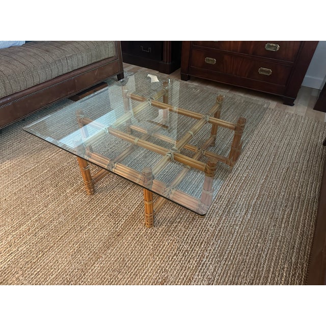 Vintage Bamboo & Glass Coffee Table For Sale - Image 11 of 14