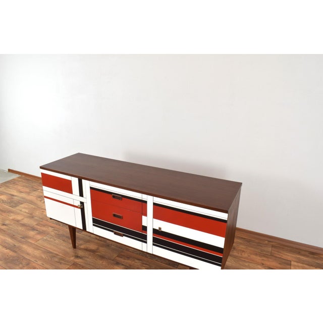 Mid-Century Modern Walnut Sideboard with Hand-Painted Pattern, 1960s For Sale - Image 14 of 15