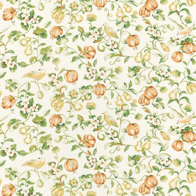 Sanderson Pear & Pomegranate Fabric in Teal/ Papaya - a Sample For Sale