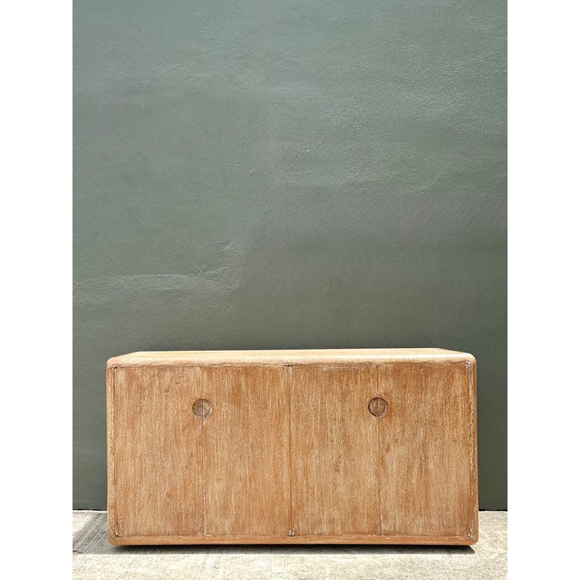 Vintage Minimalist Washed Wood Credenza For Sale - Image 4 of 12