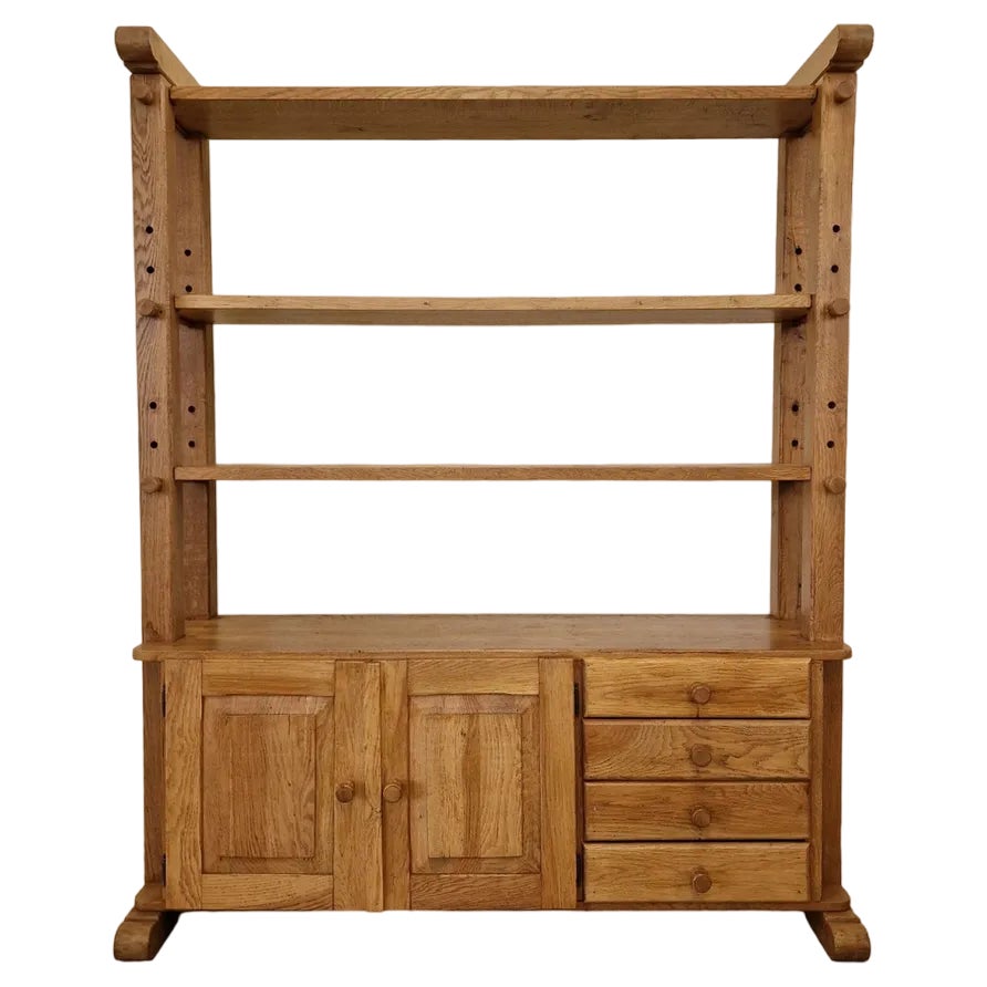 Mid-Century Rustic Open Bookcase - Cabinet | Chairish