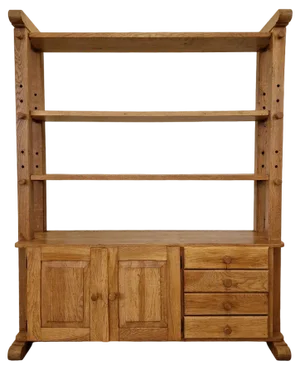 Mid-Century Rustic Open Bookcase - Cabinet