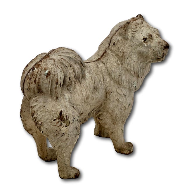 Very Rare & Hard 2 Find Model Antique American Cast Iron Standing Chow Chow Dog Doorstop - Circa 1920s For Sale - Image 4 of 18