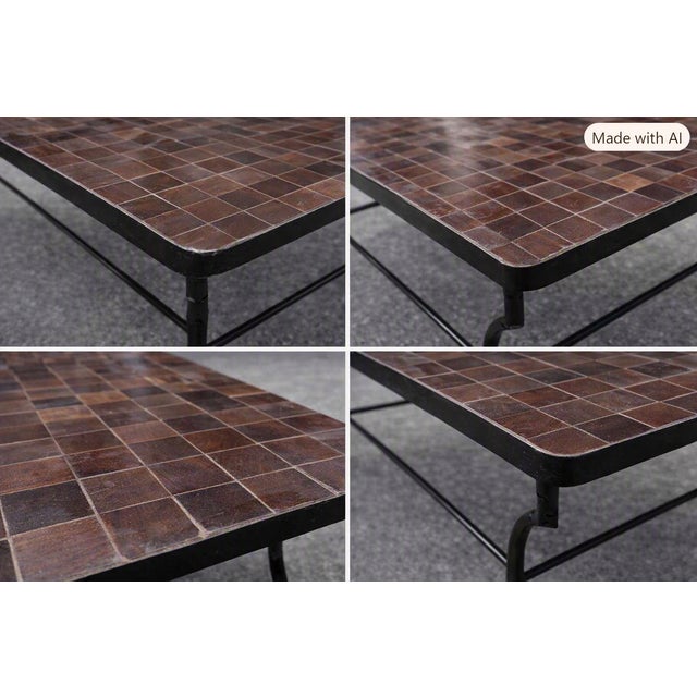 Brown Moroccan mosaic dining room table (10 to 12 people) measuring approximately 40" in width and 118" in length. Height...