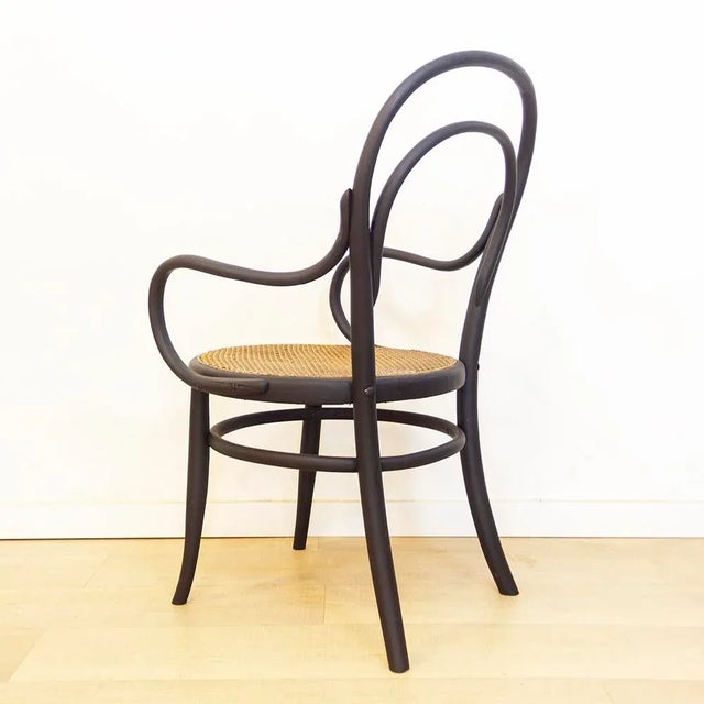 Black Curved Bentwood Armchair with Grid Seat For Sale - Image 8 of 12